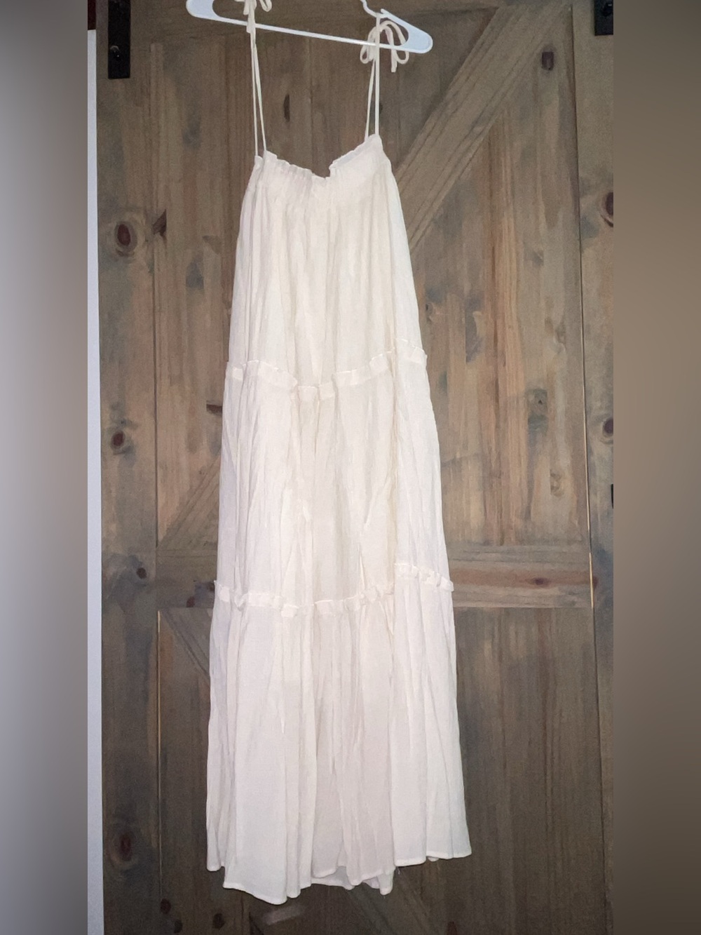 Women's Cream Tie-Shoulder Maxi Dress - Cream